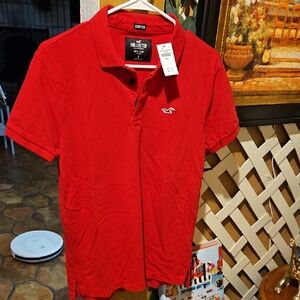 Hollister Red Collard Shirt